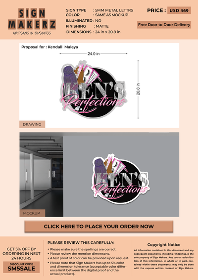 Business signage for Kendall  Maleya