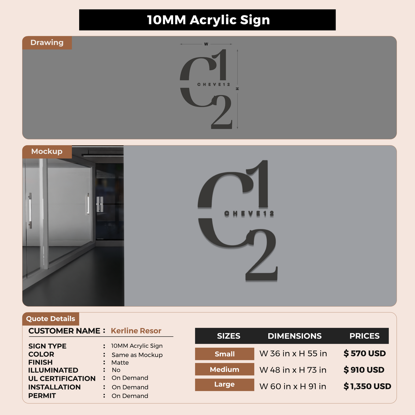 10MM Acrylic Sign For Kerline Resor