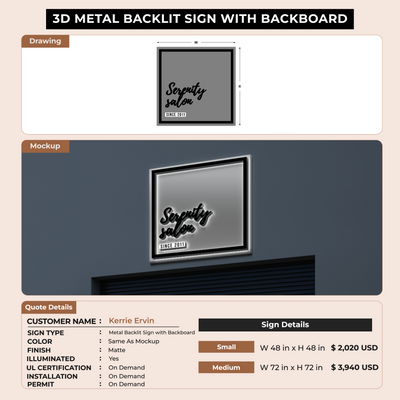 3D Metal signs for Kerrie Ervin