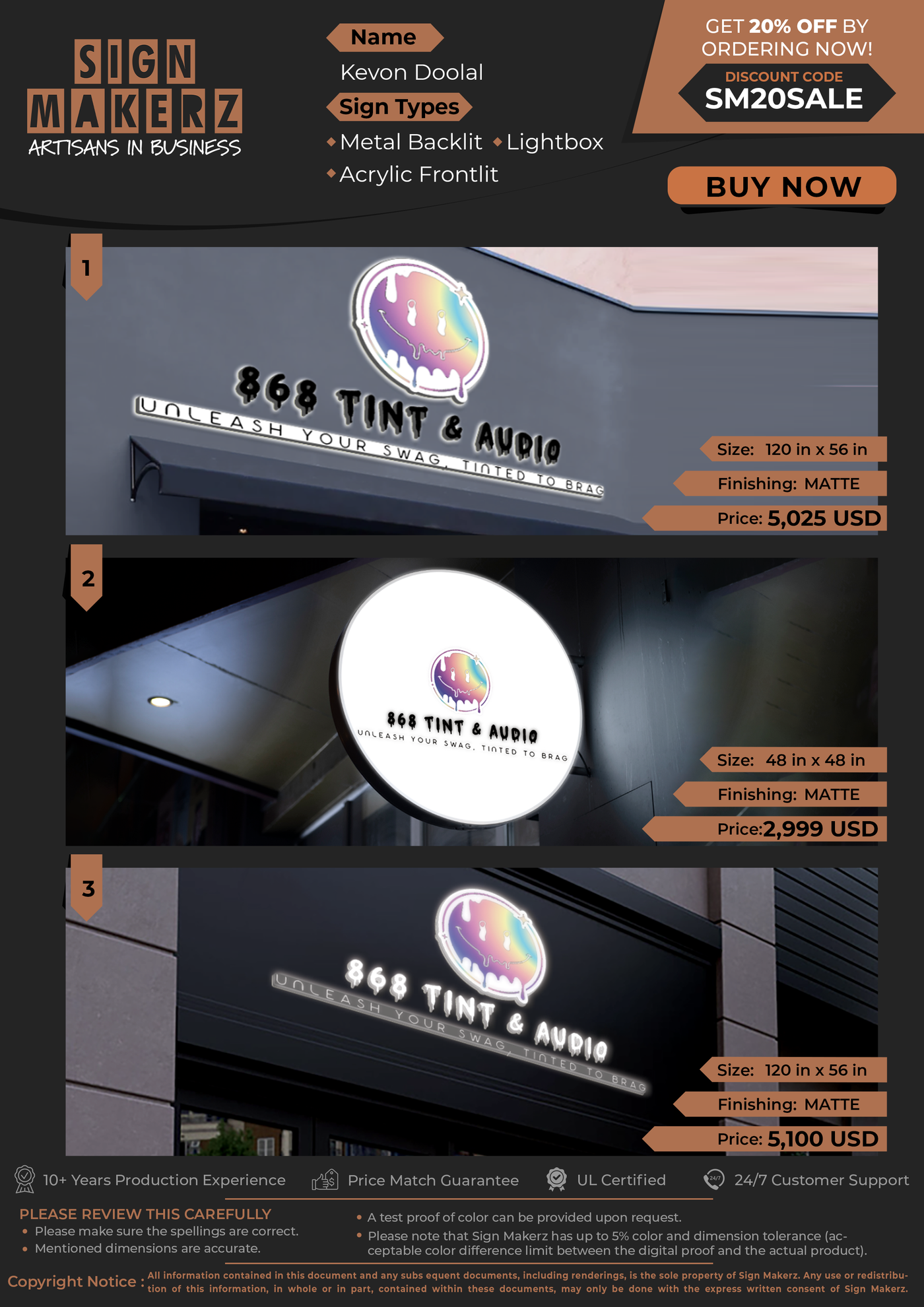 Business Signs for Kevon Doolal