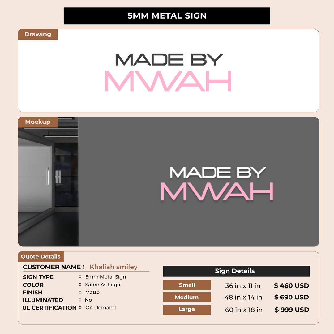 Business signage for Khaliah smiley