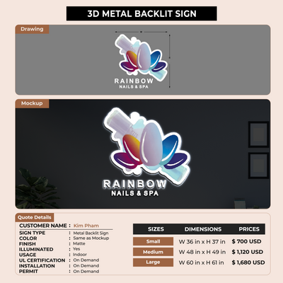 Metal Backlit Sign for Kim Pham