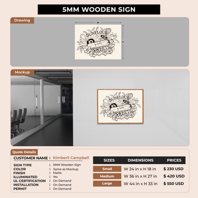 5mm wooden sign for Kimberli Campbell