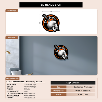 3D Blade sign for Kimberly Bazan