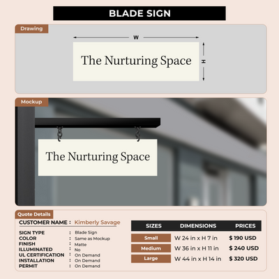 2D Blade Sign for Kimberly Savage