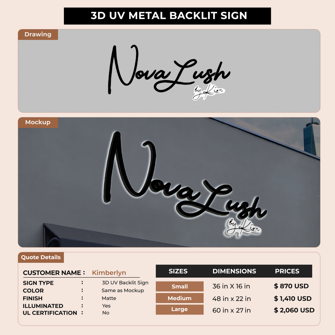 Business signage for Kimberlyn