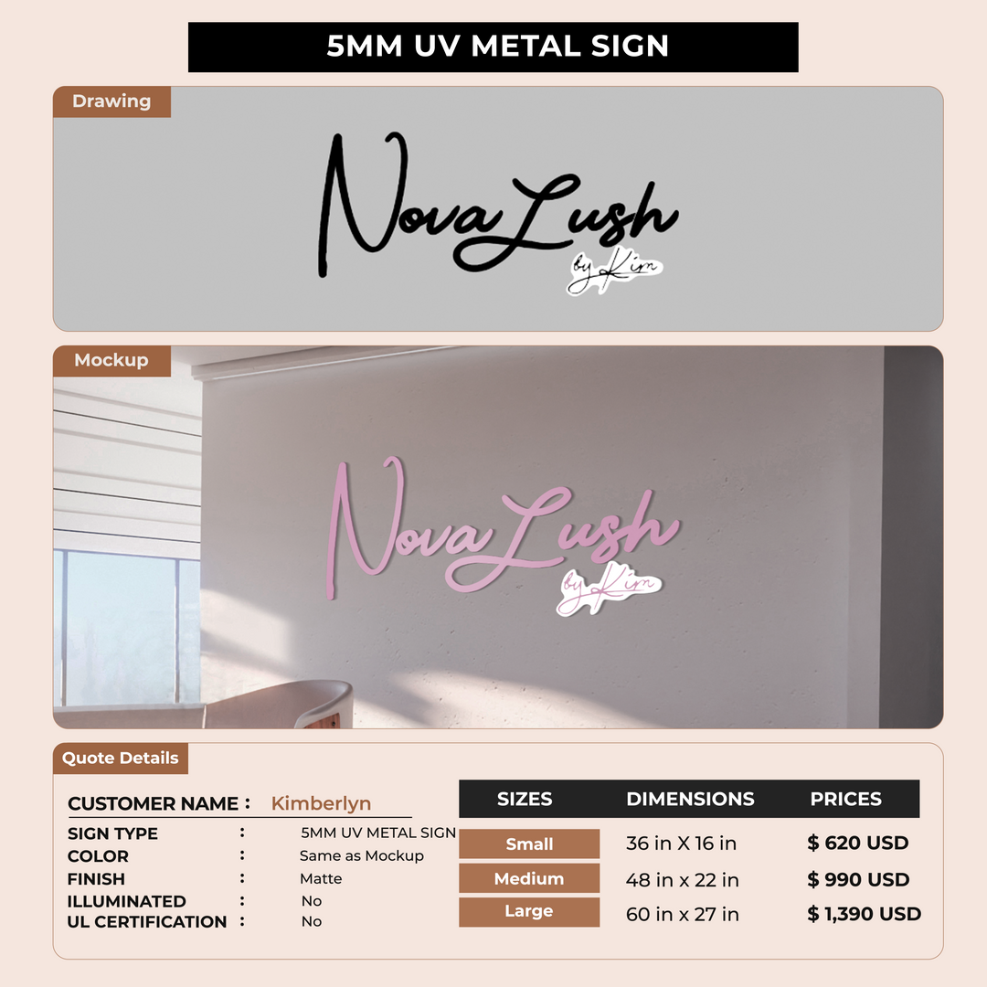 Business signage for Kimberlyn