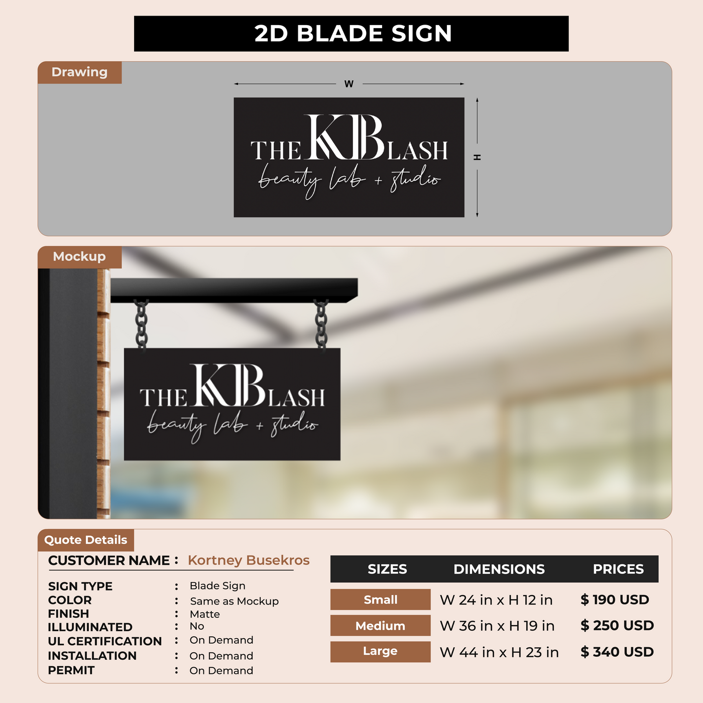 Blade Sign for Kortney Busekros