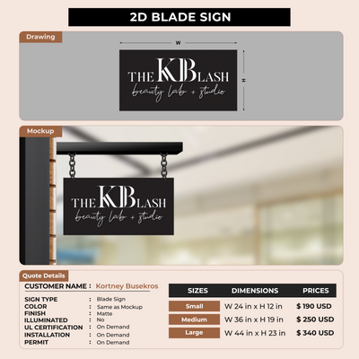 Blade Sign for Kortney Busekros