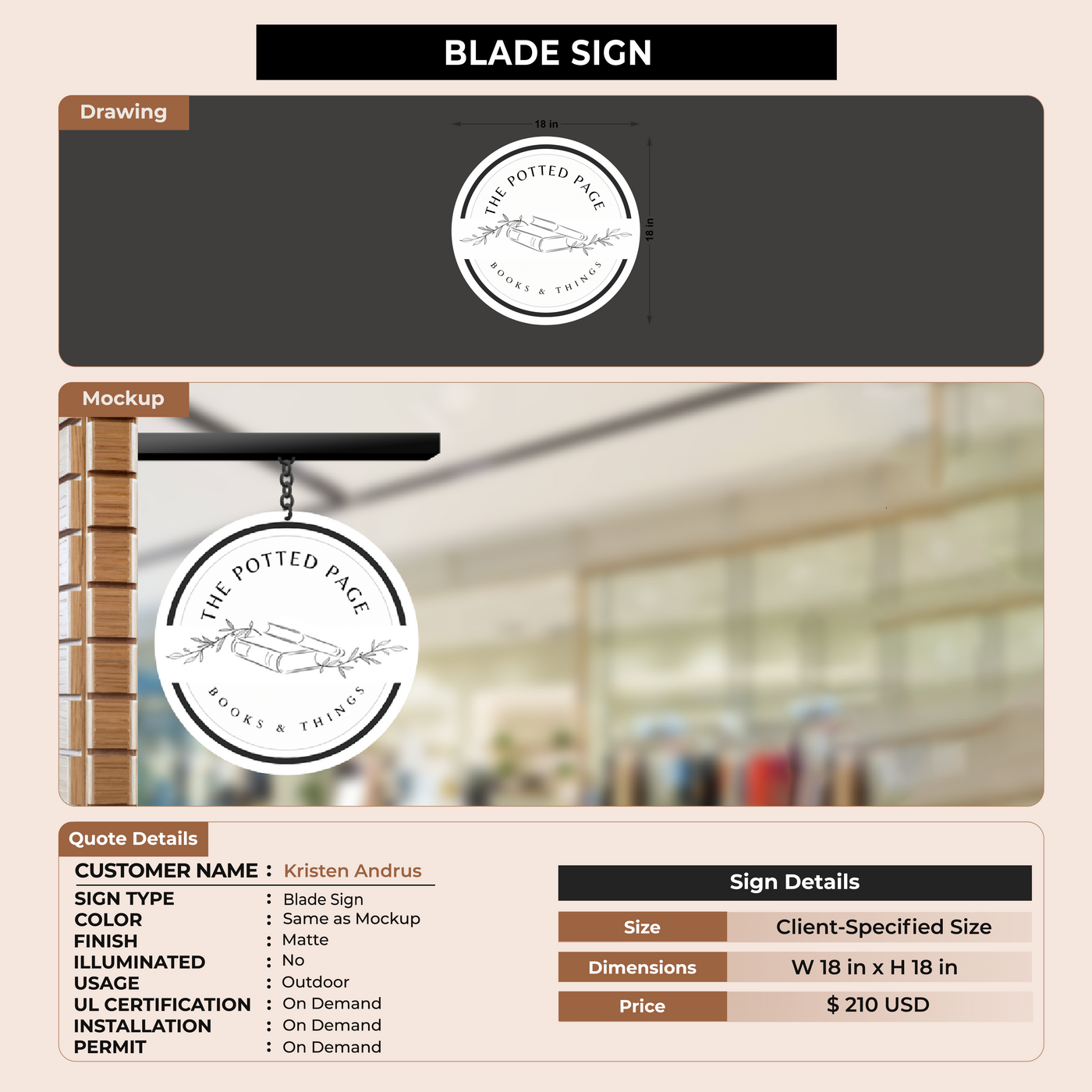 Blade Sign For Kristen Andrus