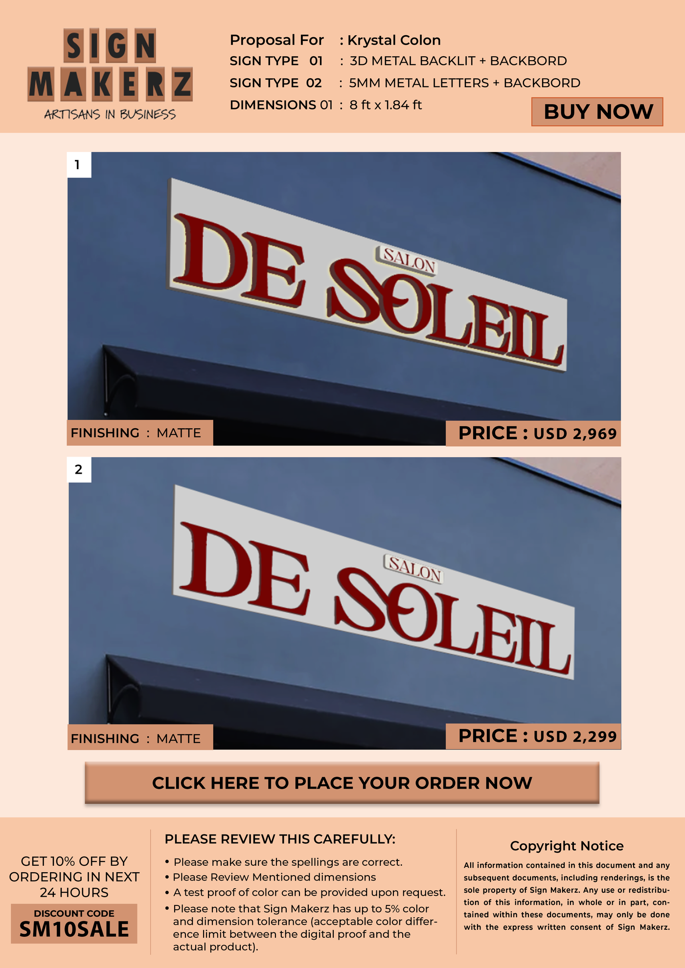 Business signage for Krystal Colon