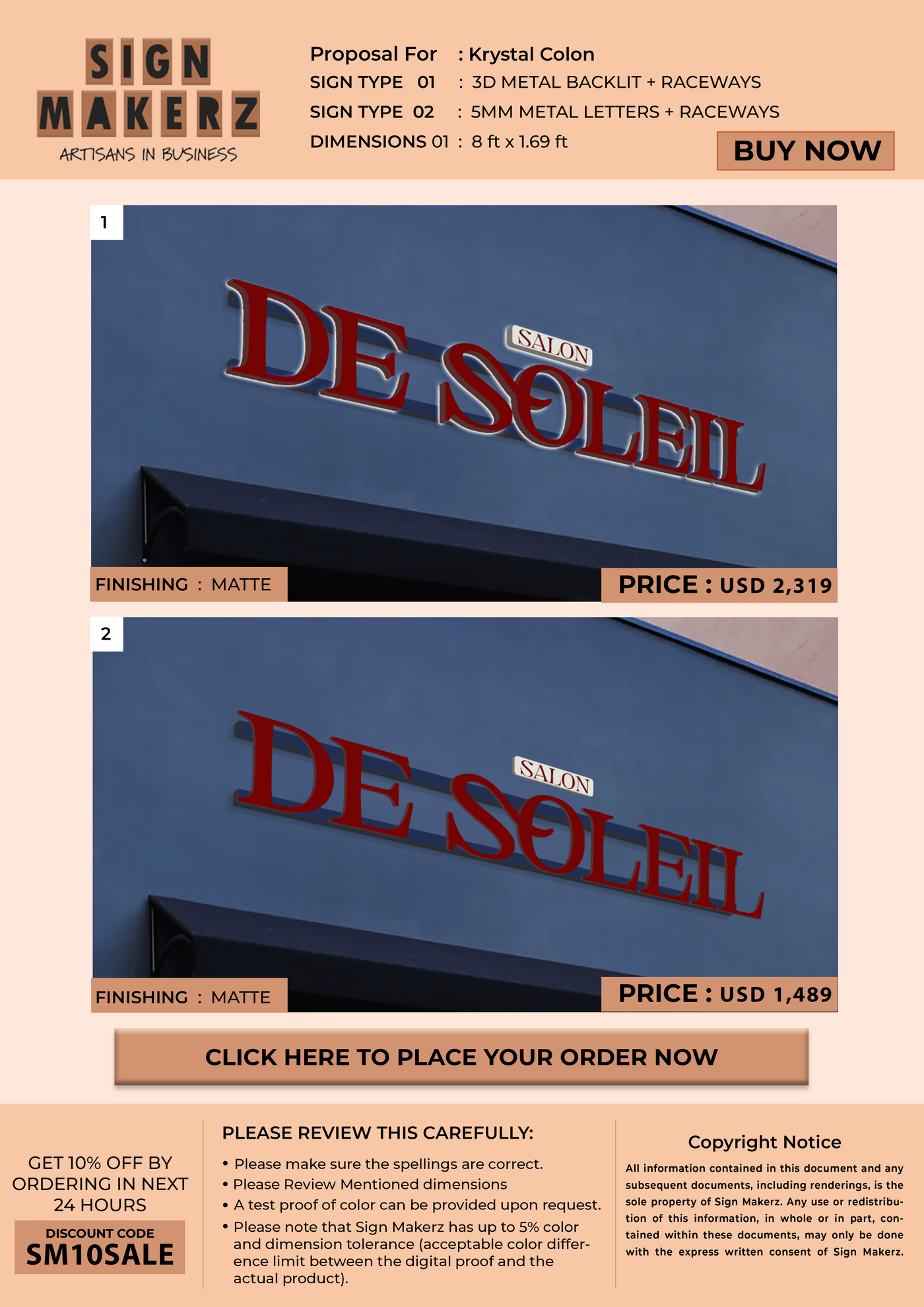 Business signage for Krystal Colon