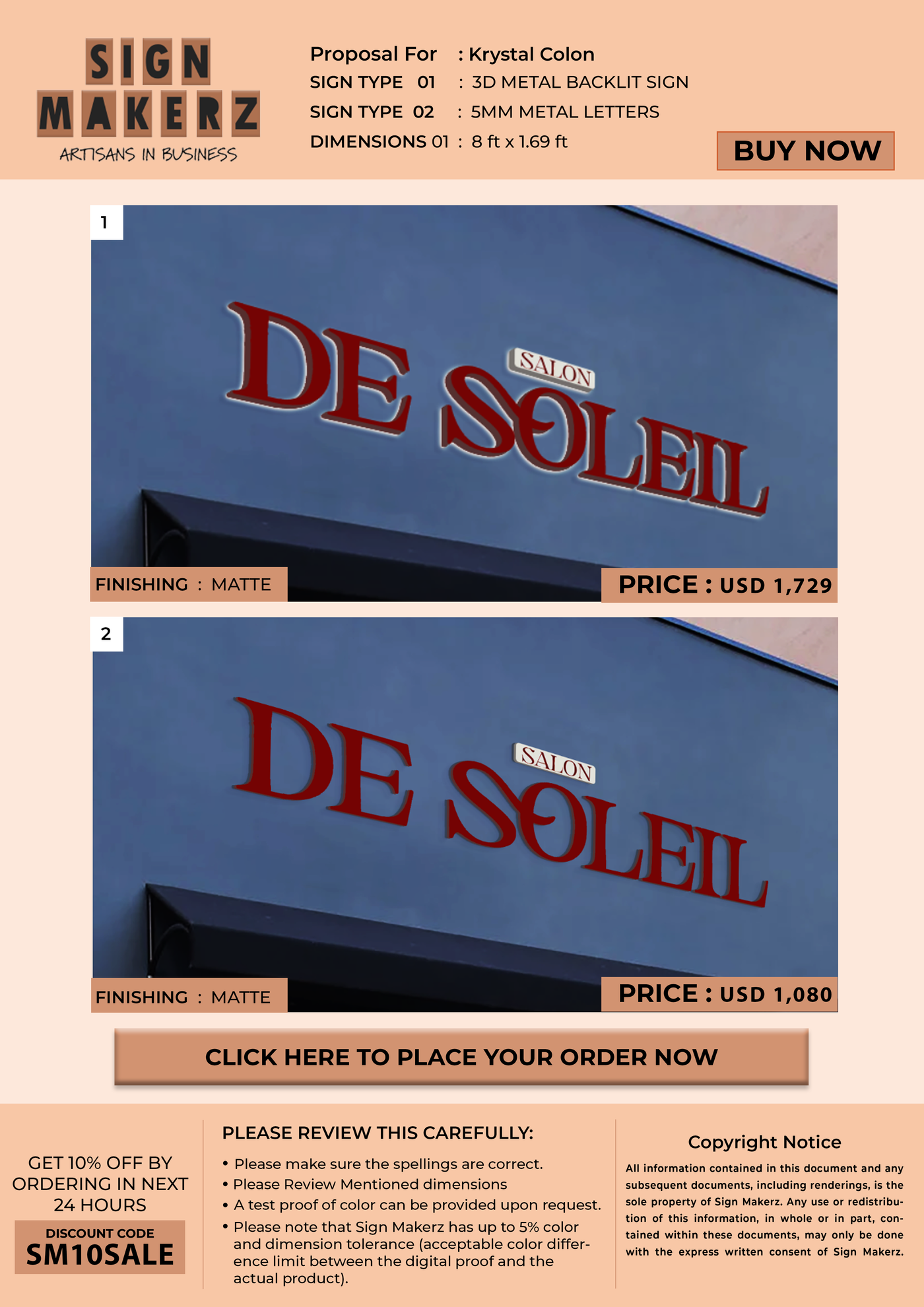 Business signage for Krystal Colon