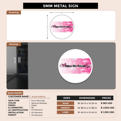 5mm Metal Sign for Krystl Adams