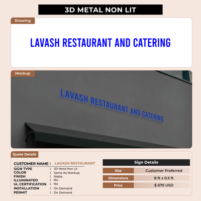 Custom Signs for Lavash Restaurant
