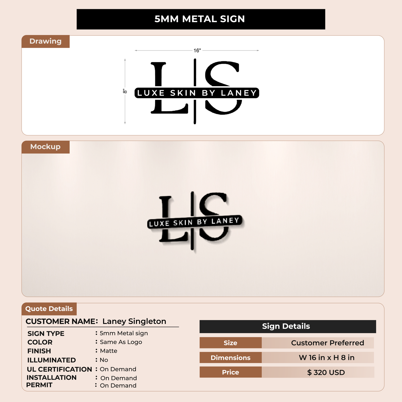 Custom Signs for Laney Singleton