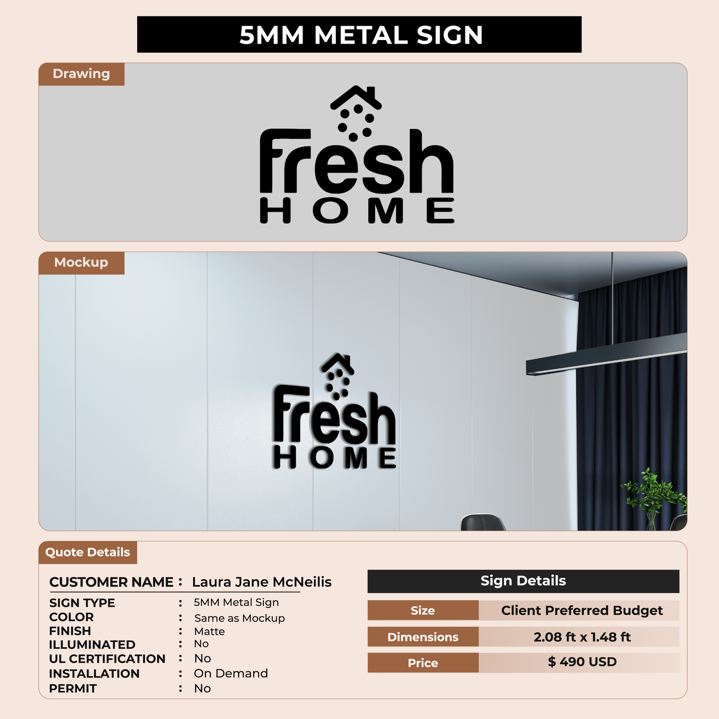 5mm Metal Sign for Laura Jane McNeilis