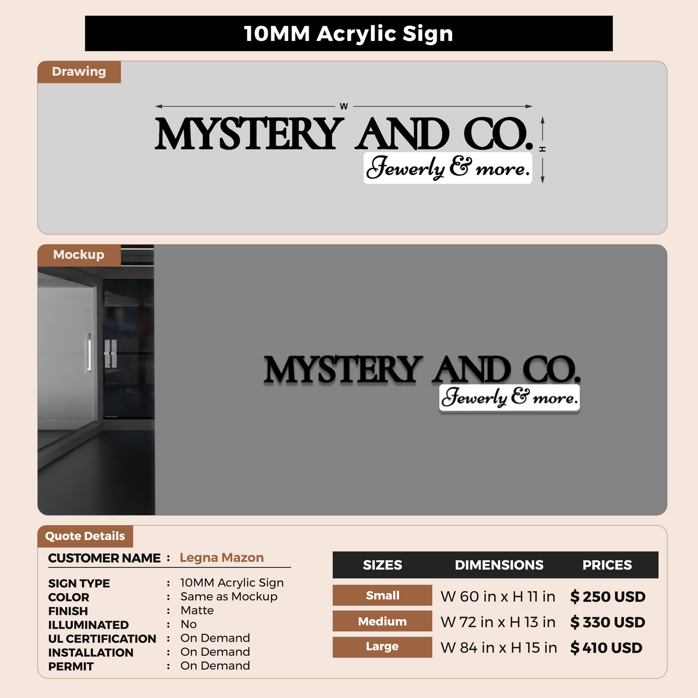 Custom Signs For Legna Mazon