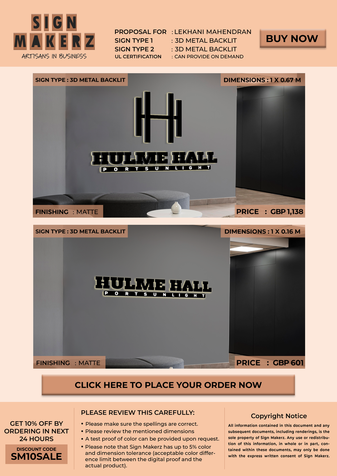 3d metal backlit signs for Lekhani Mahendran