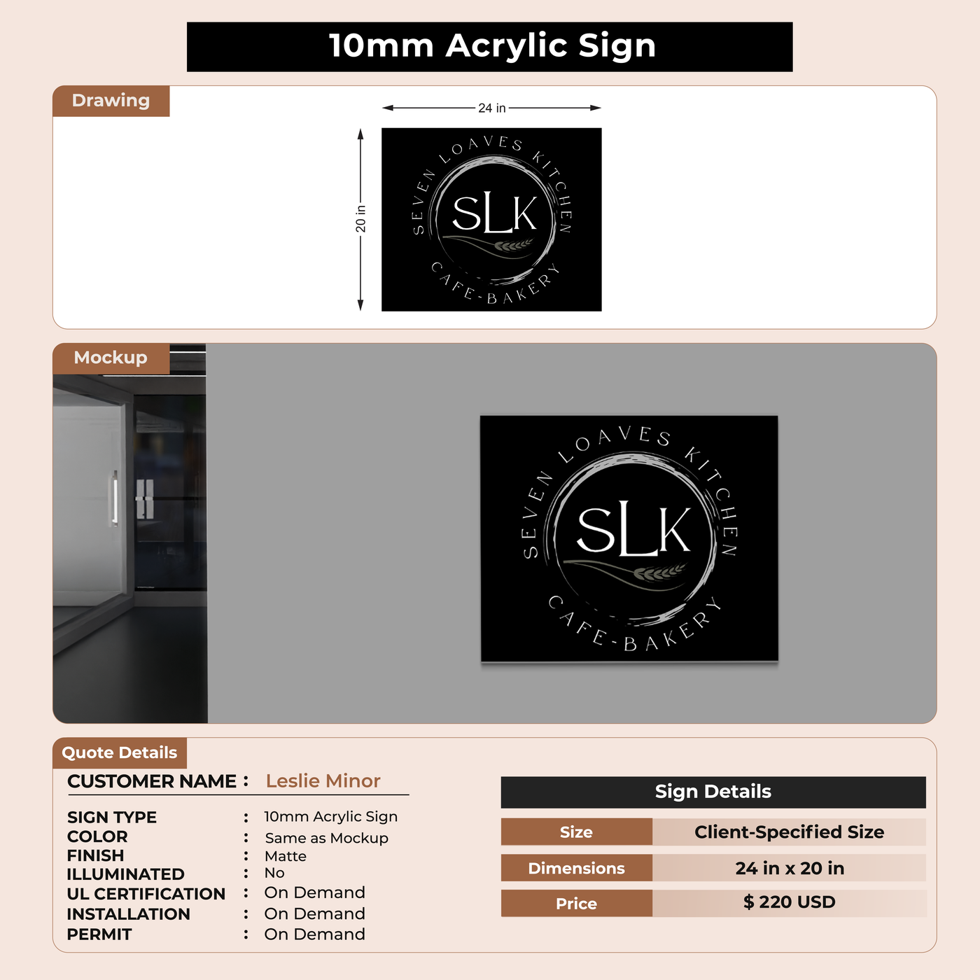Business signage for Leslie Minor