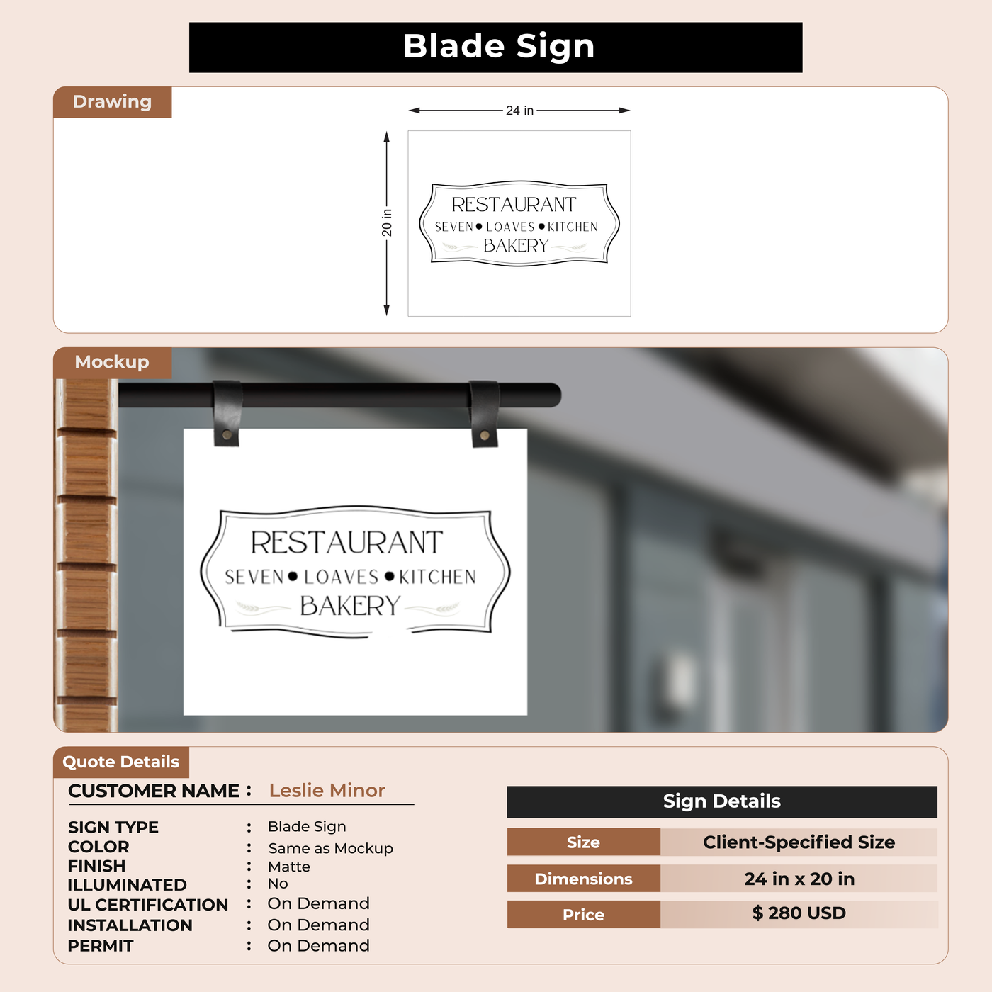 Business signage for Leslie Minor