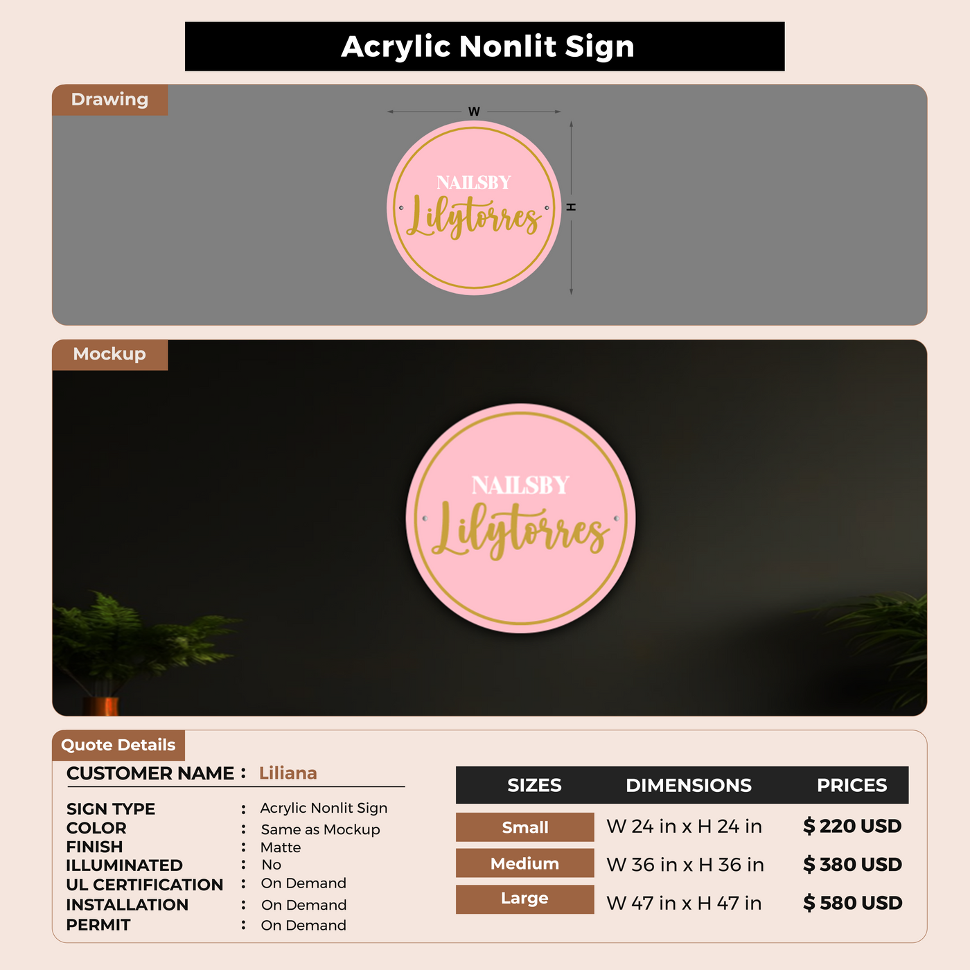 Custom Signs For Liliana