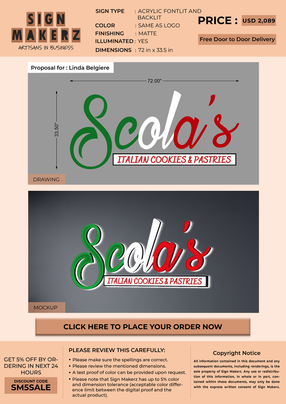 3D Acrylic Frontlit and Backlit for Linda Belgiere