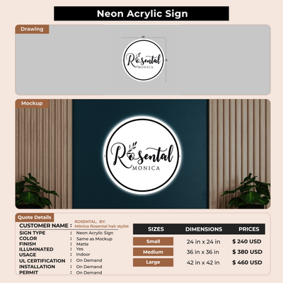 Custom Signs for ROSENTAL.  BY: Mónica Rosental hair stylist