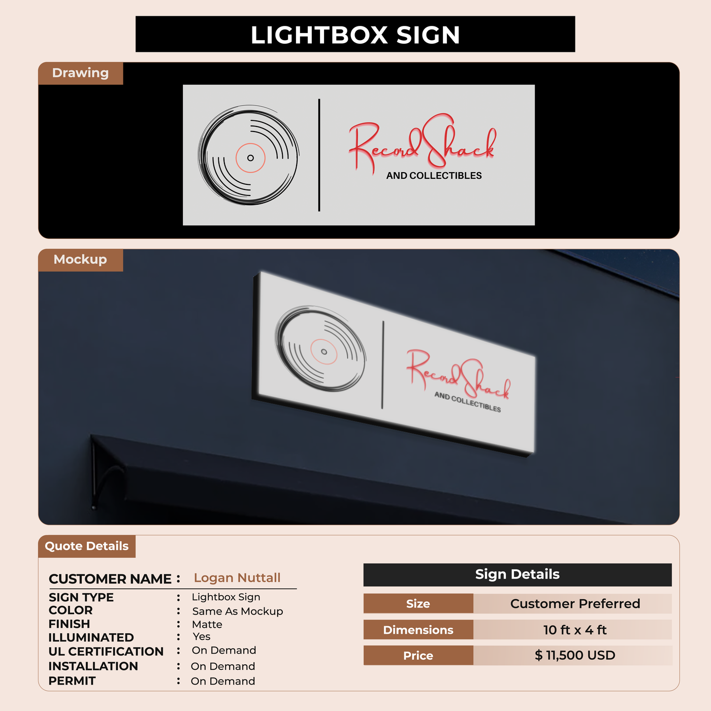 Lightbox Sign for Logan Nuttall