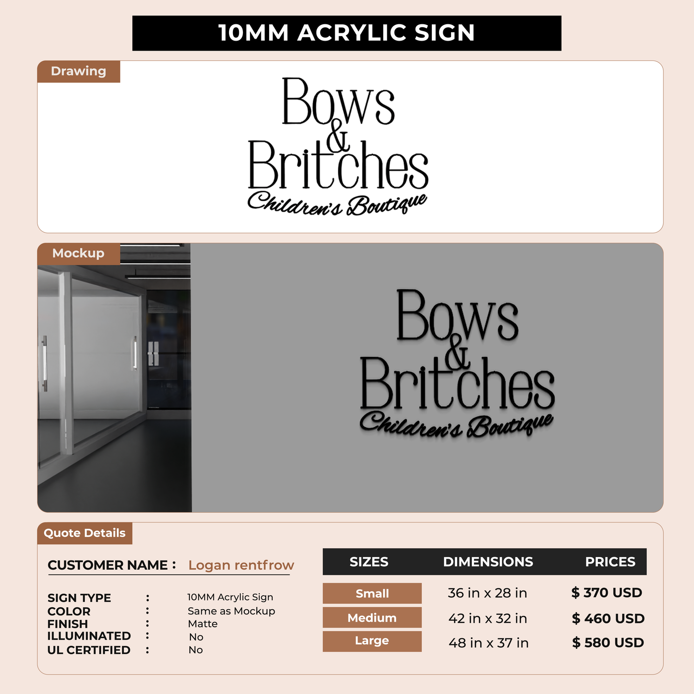 Business signage for Logan rentfrow