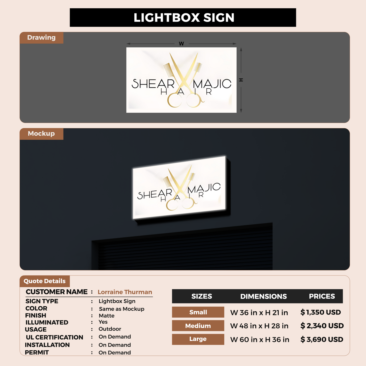 Lightbox Sign For Lorraine Thurman