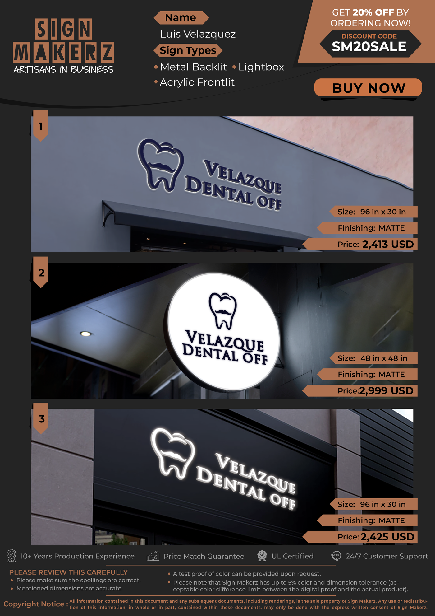 Business Signs for Luis Velazquez