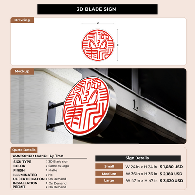 3D Blade sign for Ly Tran