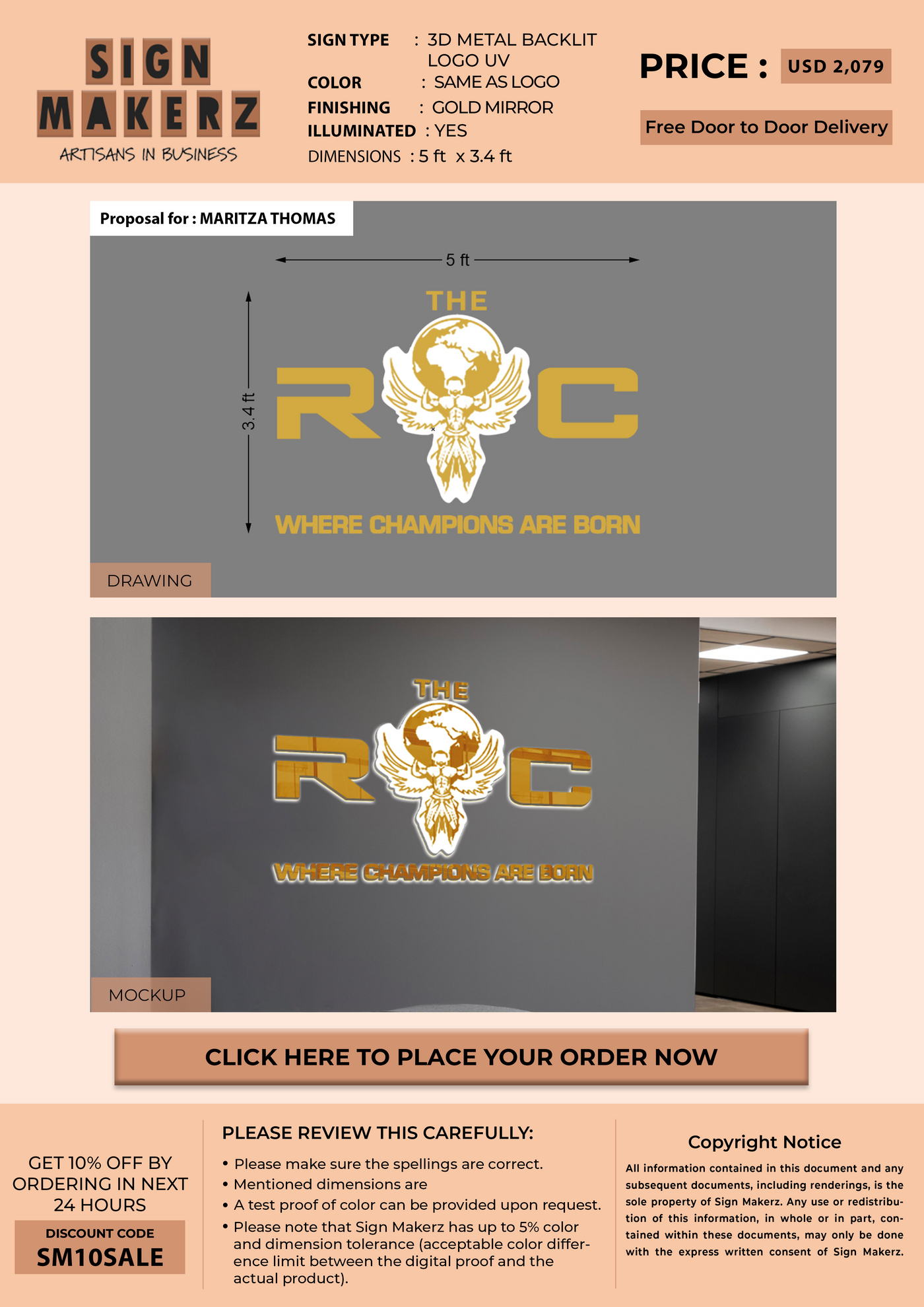 3D Metal Backlit signs for MARITZA THOMAS