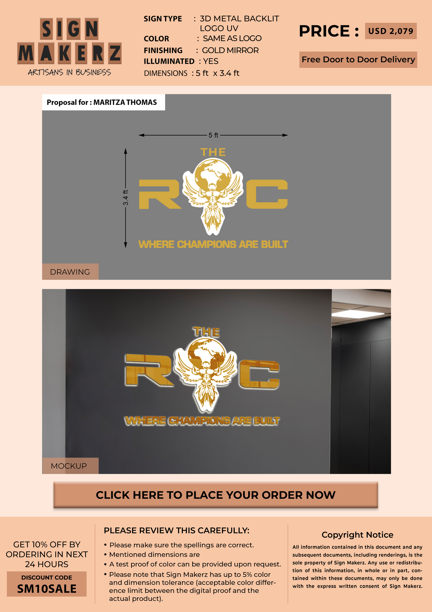 3D Metal Backlit signs for MARITZA THOMAS