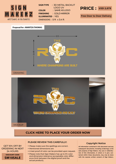 3D Metal Backlit signs for MARITZA THOMAS