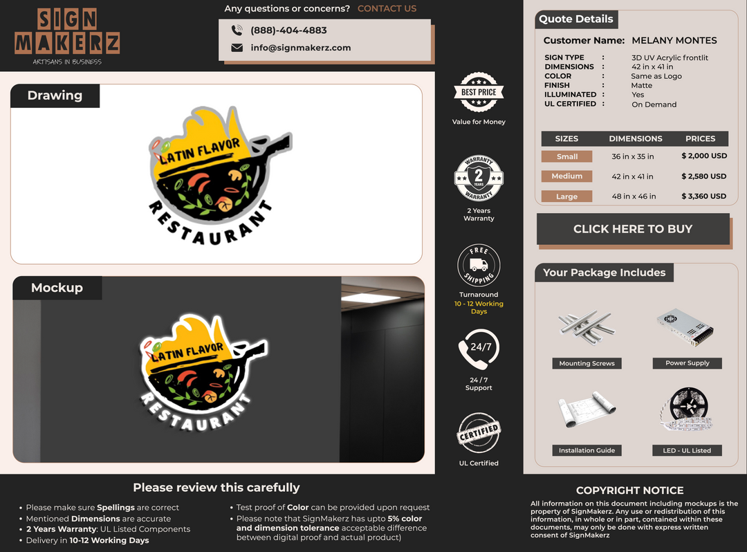 Custom Signs for MELANY MONTES