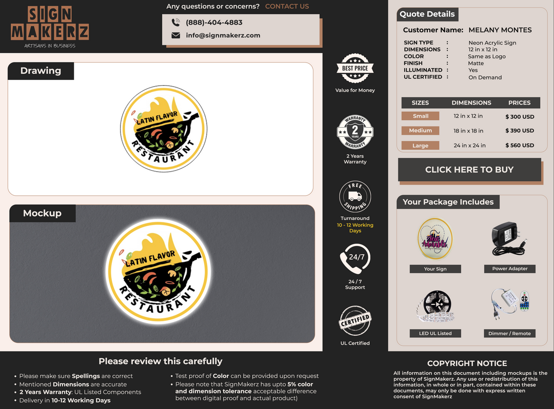 Custom Signs for MELANY MONTES