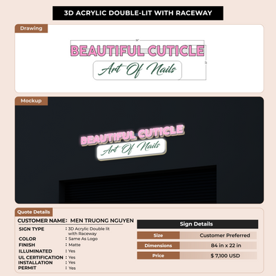 3D Acrylic Frontlit Sign for MEN TRUONG NGUYEN