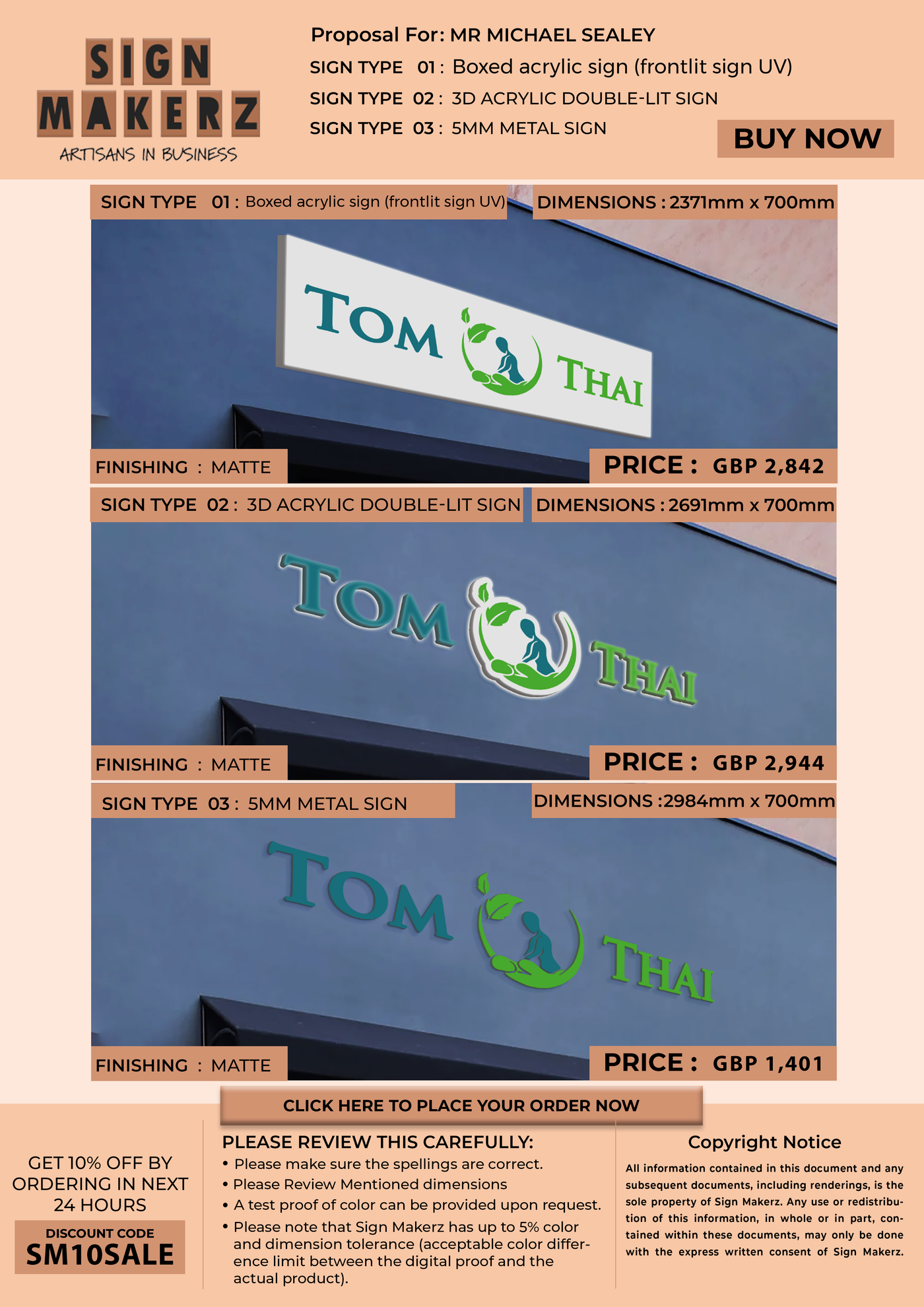 Business signage for MR MICHAEL SEALEY