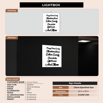 Custom Light Box Signs for Jenny Oliver