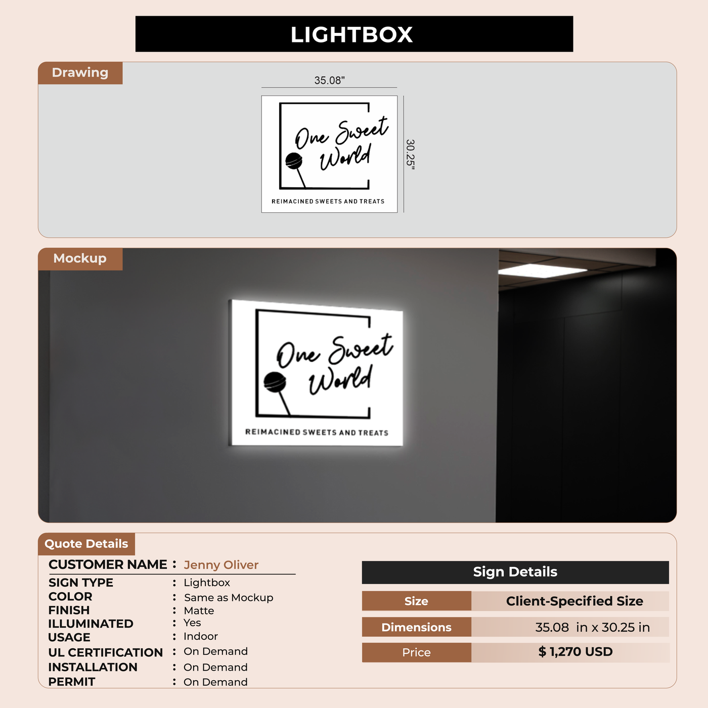 Custom Light Box Signs for Jenny Oliver