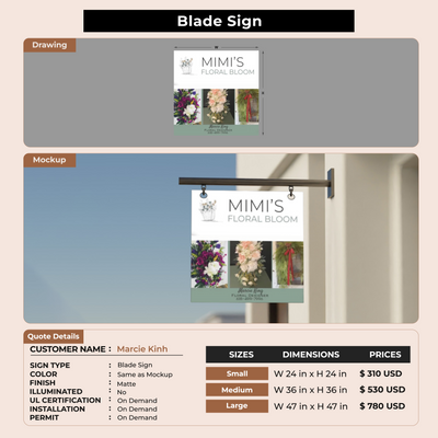2D Blade Sign for Marcie King