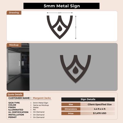 5mm metal sign for Margaret Jacks