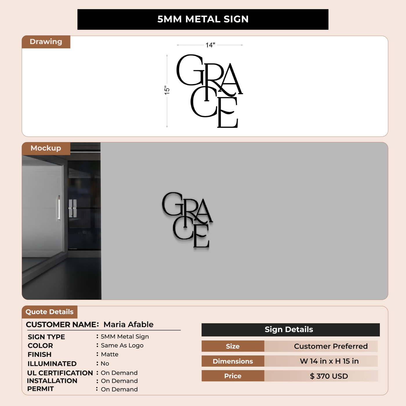 Custom Signs for Maria Afable