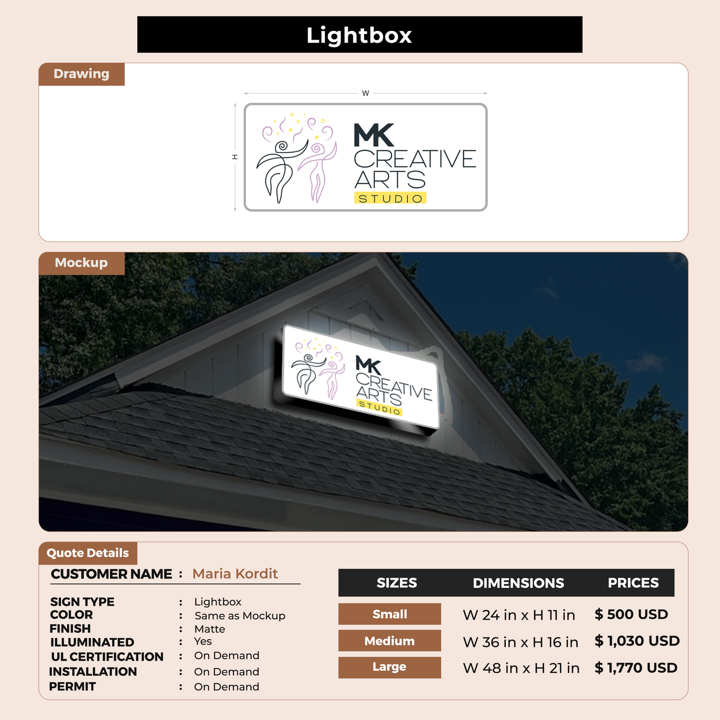 Light Box SIgn for Maria Kordit