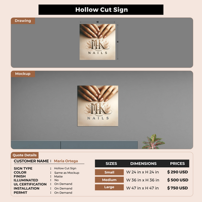 Hollow Cut Sign For Maria Ortega