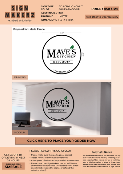 Business signage for Maria Paone