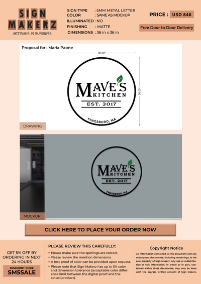 Business signage for Maria Paone