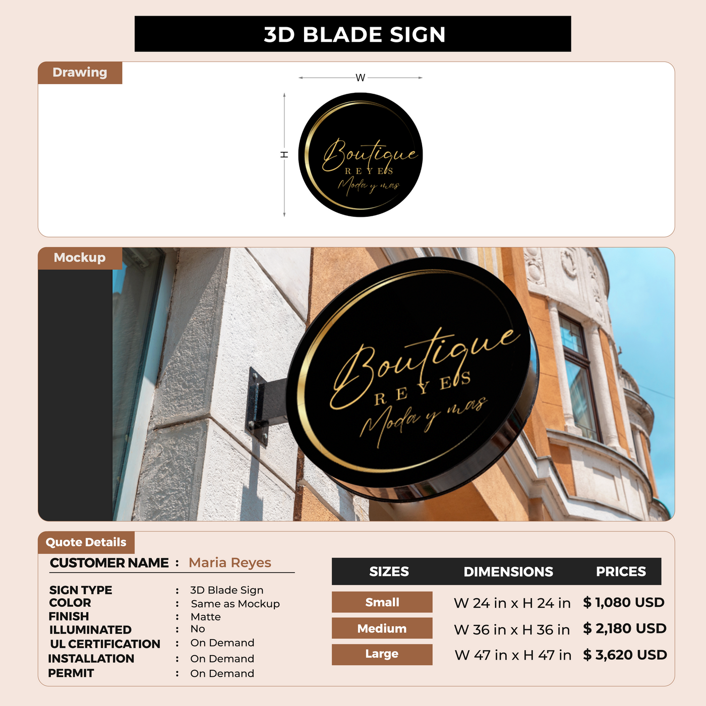 3D Blade sign for Maria Reyes